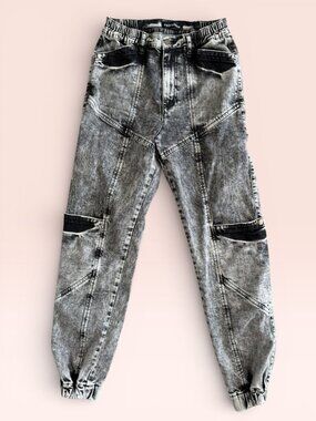 RETROFETE Gray White Acid Wash Jeans Joggers Size 26